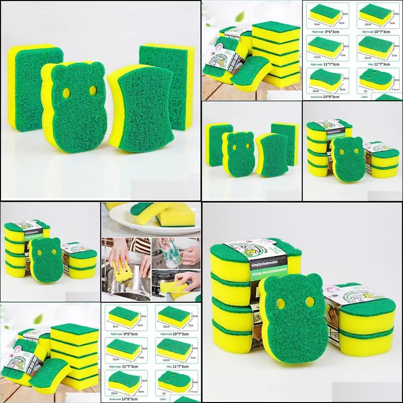 10pcs high density sponge pad kitchen cleaning tools washing towels wiping rags scouring pad microfiber dish cloth