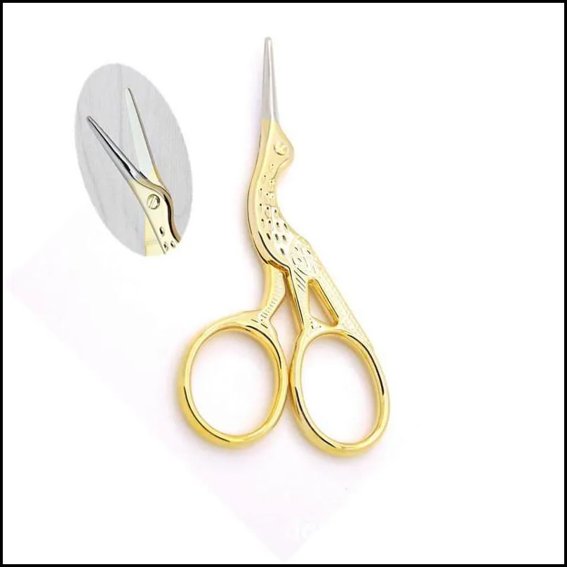 factory stainless goldplated crane scissors cross stitch embroidery thread cutter variety nose hair beauty scissors household shar 5