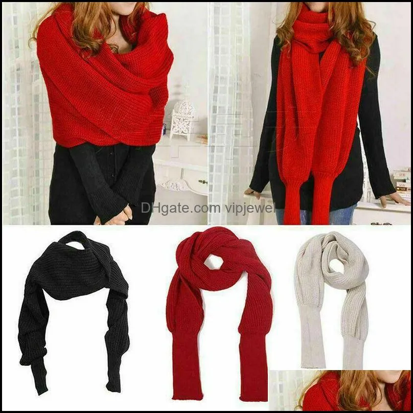 scarves women knitted scarf with sleeves wrap warm lady sweater tops long sleeve for ladies shawls
