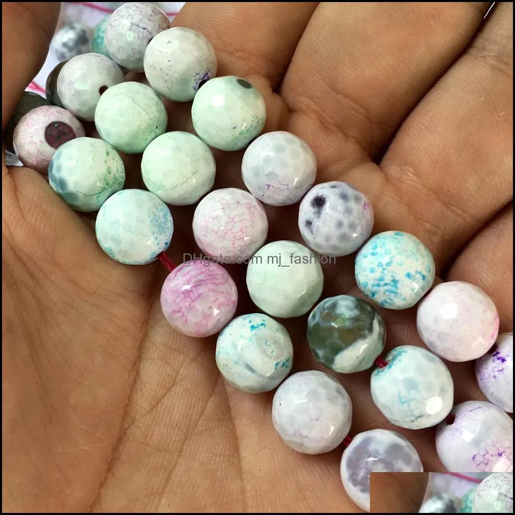 8mm natural stone beads colorful fire onyx round loose fashion agat beads for jewelry making 6-14mm