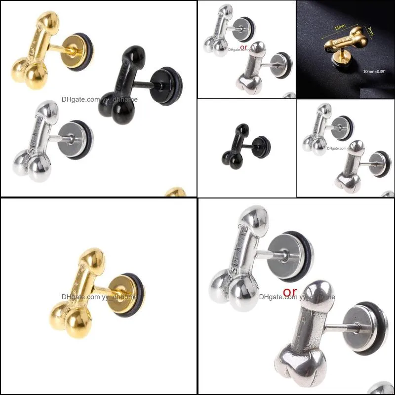 stud 1pc punk earrings fashion personality exaggerate men male jewelry brincos charms ear creative unique titanium steel sexy