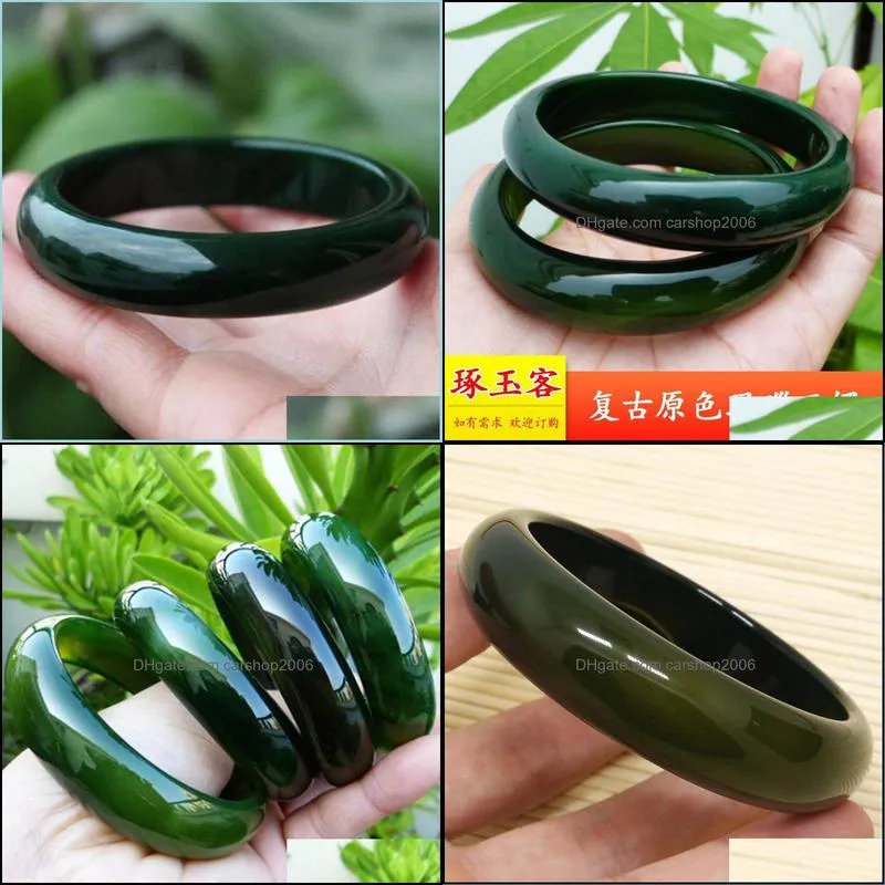 bangle wholesale supply brazil grass green agate bracelet retro womens primary color dry chalcedony braceletbangle