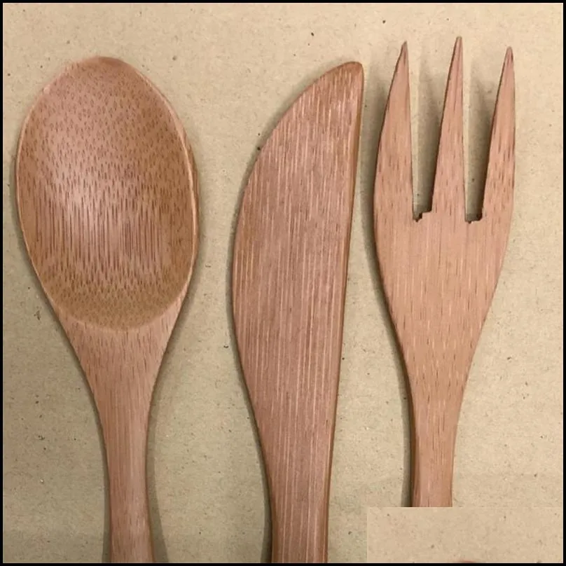 knife fork spoon suit bamboo mirror polishing anti fall eco friendly salad flatware spoons three piece one set 5yse1