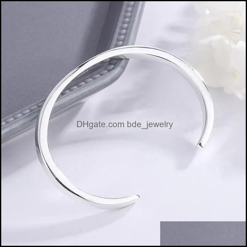 bangle fashion simple glossy bracelets silver plated jewelry temperament flat solid opening bangles tyb114