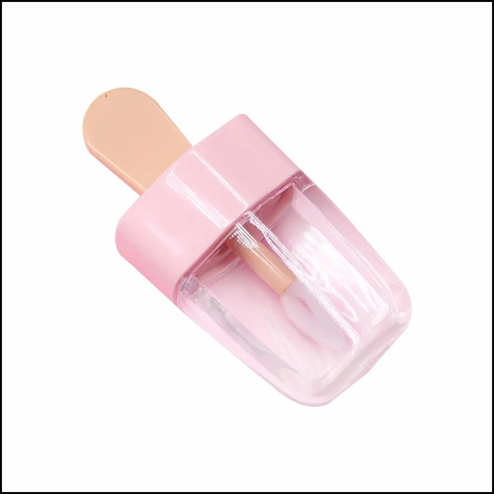 1pcs lip gloss bottle tubes pink ice cream glaze empty tube transparent refillable diy cosmetic containers