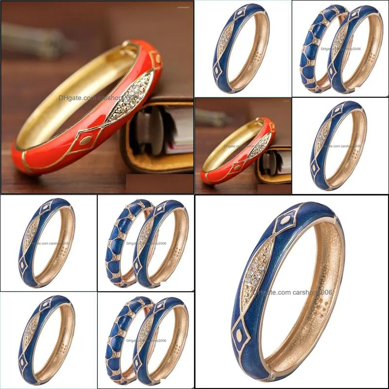 bangle ujoy chinese cloisonne colour exquisitewomen bangles rhinestones enamel high quality fashion jewelry birthday gift