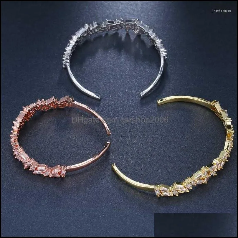 bangle elegant cubic zirconia adjustable open bracelet bridal jewelry vintage for women wedding dinner party birthday gifts