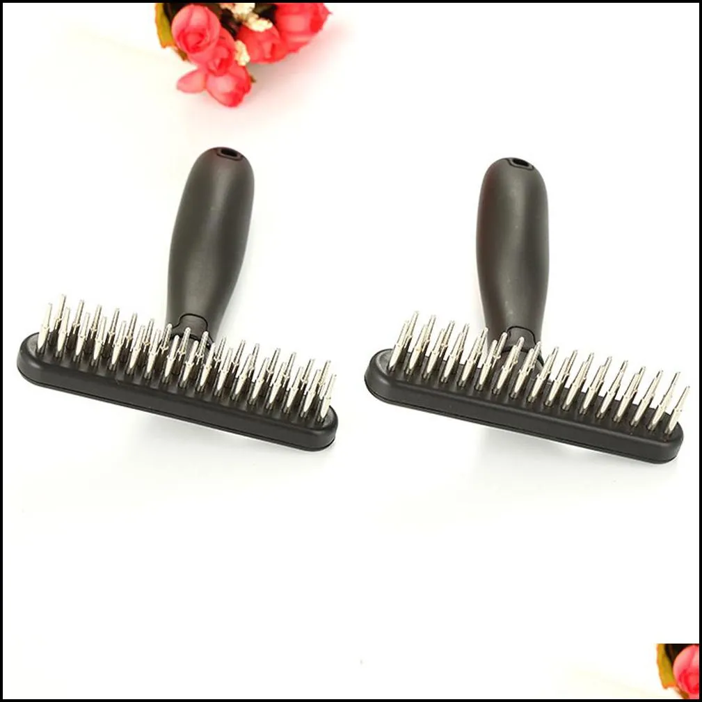 dog grooming double row pins professional horses undercoat rake cats loosen wet dry use pet supplies dog comb rabbits hair brushing