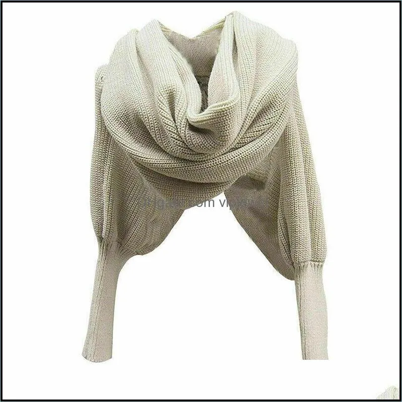 scarves women knitted scarf with sleeves wrap warm lady sweater tops long sleeve for ladies shawls
