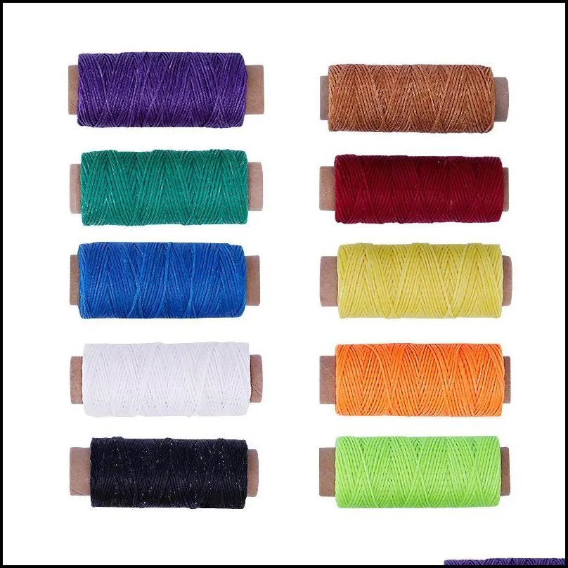 10pcs 50m 150d leather waxed thread cord for diy sewing tool hand stitching thread 50 meters flat line