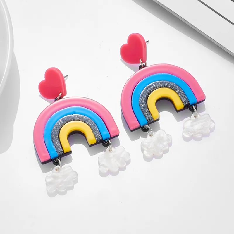 yaologe acrylic exaggerated colorful big drop earrings for women cartoon dog rainbow astronaut ear jewelry party gift серьги dangle earrings