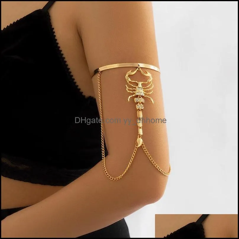bangle punk hip hop rhinestone tassel bracelet on hand for women gothic scorpion bracelets arm bangles couple jewelry steampunk