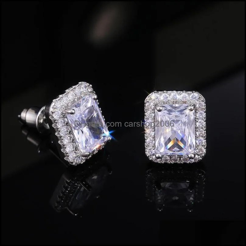 stud caoshi chic earrings for women fashion trendy wedding accessories with brilliant crystal cz modern style jewelry female