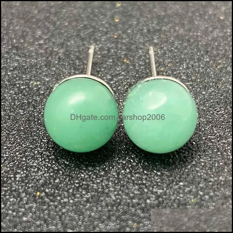 stud bohemian stainless steel natural stone ear studs for women green aventurine black agate cystal jewelry korea cute earrings