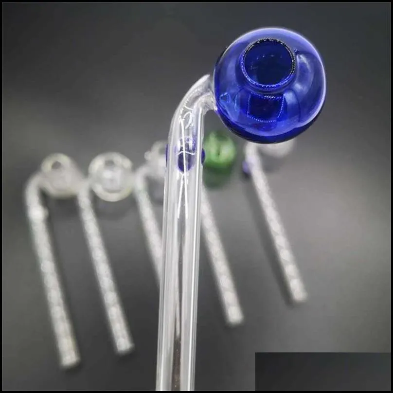 handcraft pyrex glass oil burner pipe transparent tube multi color thickened handpipes water pipes bongs smoking tools 1 9ps e19