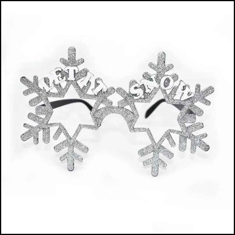 novelty gold glitter spectacles for christmas party decoration pc frame eyeglasses snowflake shaped funny glasses new arrival 8 5sfa