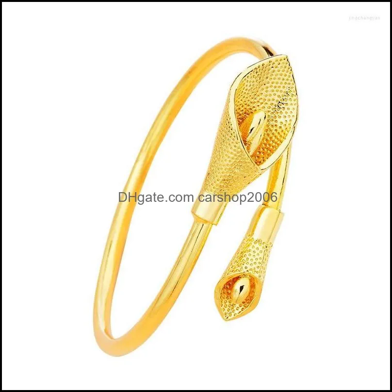 bangle korean fashion bangles for women pure gold color calla wedding engagement bride luxury jewelry wholesale