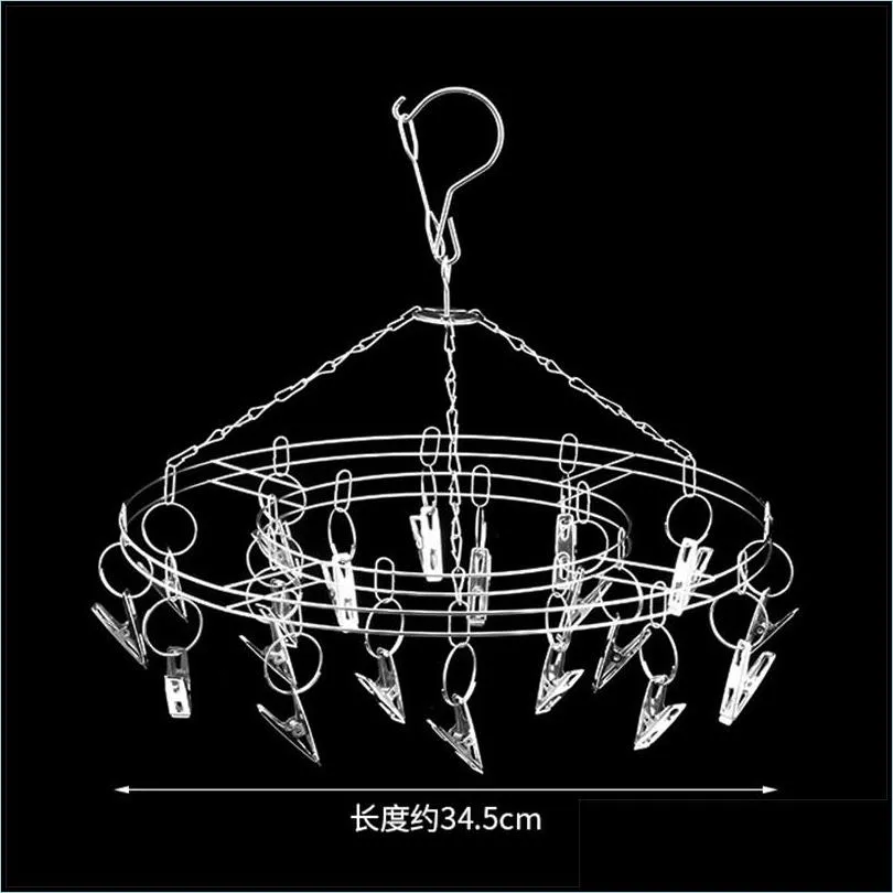 round square stainless steel socks rack underwear drying hanger peg with 20pcs clips hangers for clothes 20220531 d3