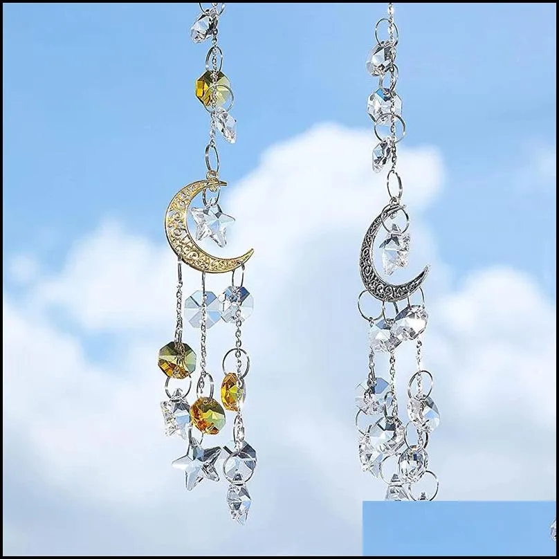 garden decorations moon sun catcher garden wedding decoration window rainbow maker home decor hanging crystal prism suncatcher christmas gift 20220530