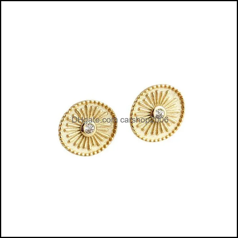 stud enosola 925 sterling silver minimalist white zircon sun pattern geometric earrings for women bohemian trendy party jewelry