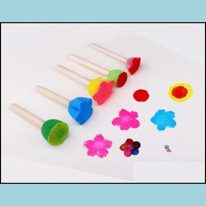 colored sponge seal mini flower pattern sponges brush art supplies wooden handle good elasticity difficult to deform 1 55tyc1