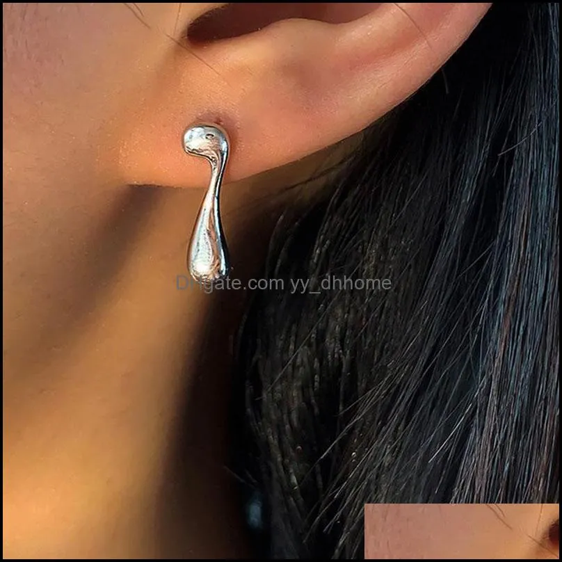 stud fashion silver color pin music symbol irregular asymmetric geometric water drop earrings for women trendy girls ear jewelry