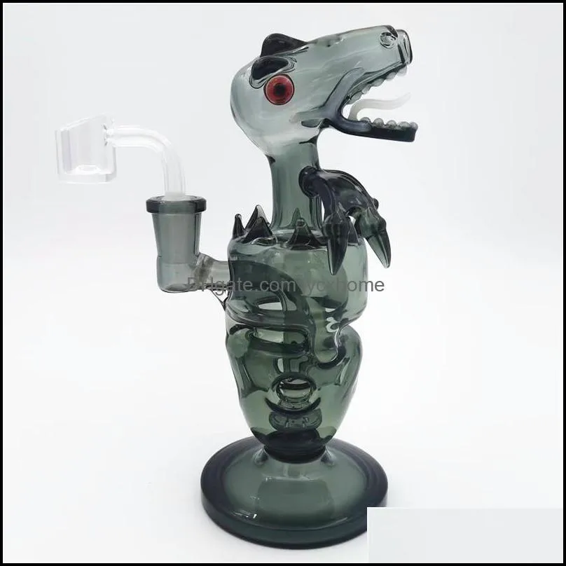 glass dino water bong cute dab rig fabegg hookah 14 4mm female joint bubbler recycler pipe craftbong