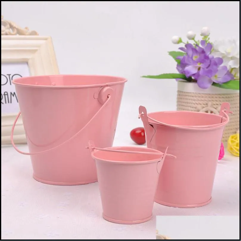 1pcs metal buckets tinplate mini bucket flower pots home decoration iron planters wedding party planter flowers decor 398 d3