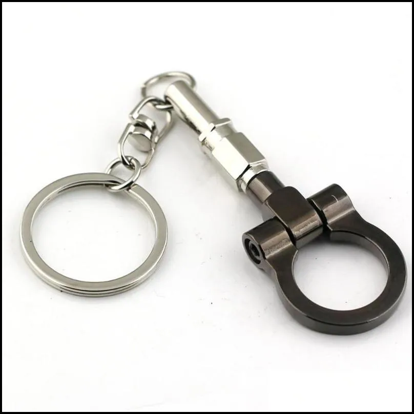 keychains auto trailer hook model keychain creative car part connecting rod keyfob key chain ring accessories