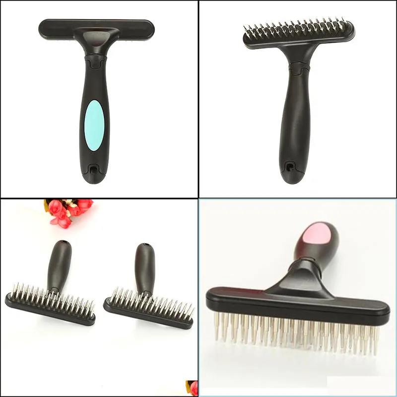 dog grooming double row pins professional horses undercoat rake cats loosen wet dry use pet supplies dog comb rabbits hair brushing