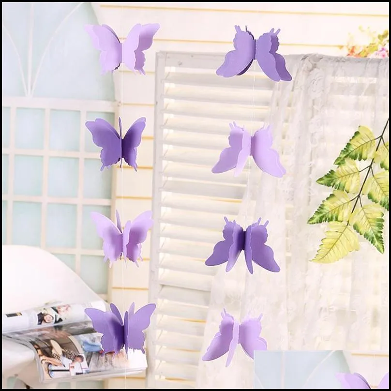 shop mall window hanging ornament pull flower paper string colorful butterfly paper children room wedding decorate birthday party 3