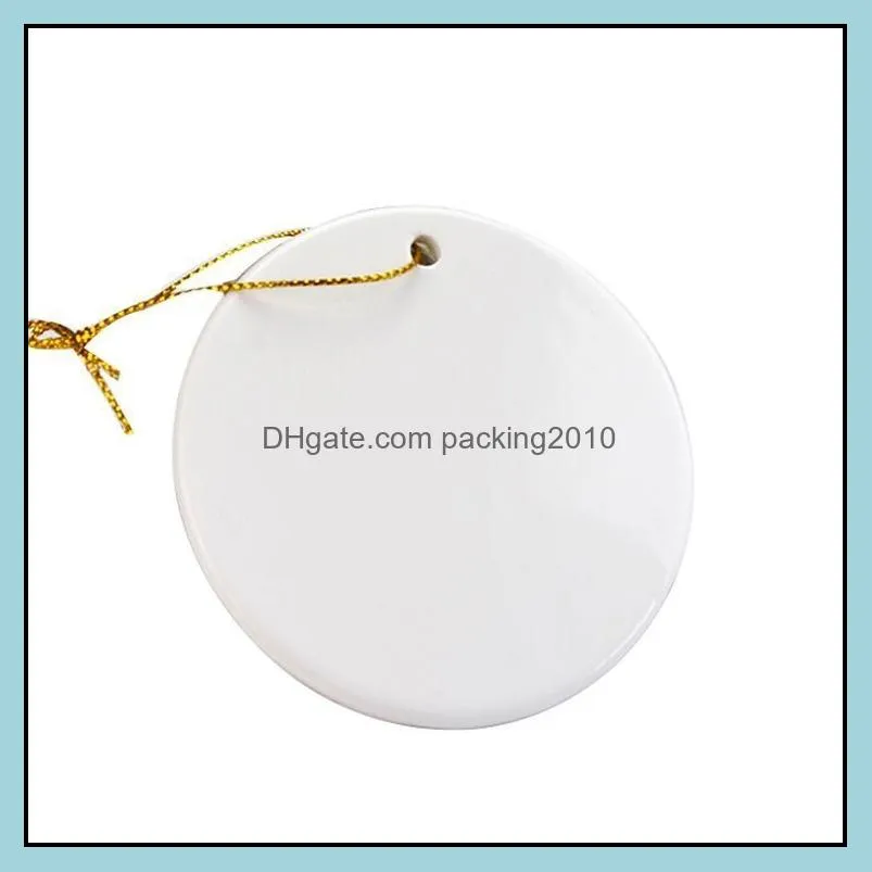 sublimation blank ceramic pendant creative christmas ornaments heat transfer printing diy ornament round christmas decor