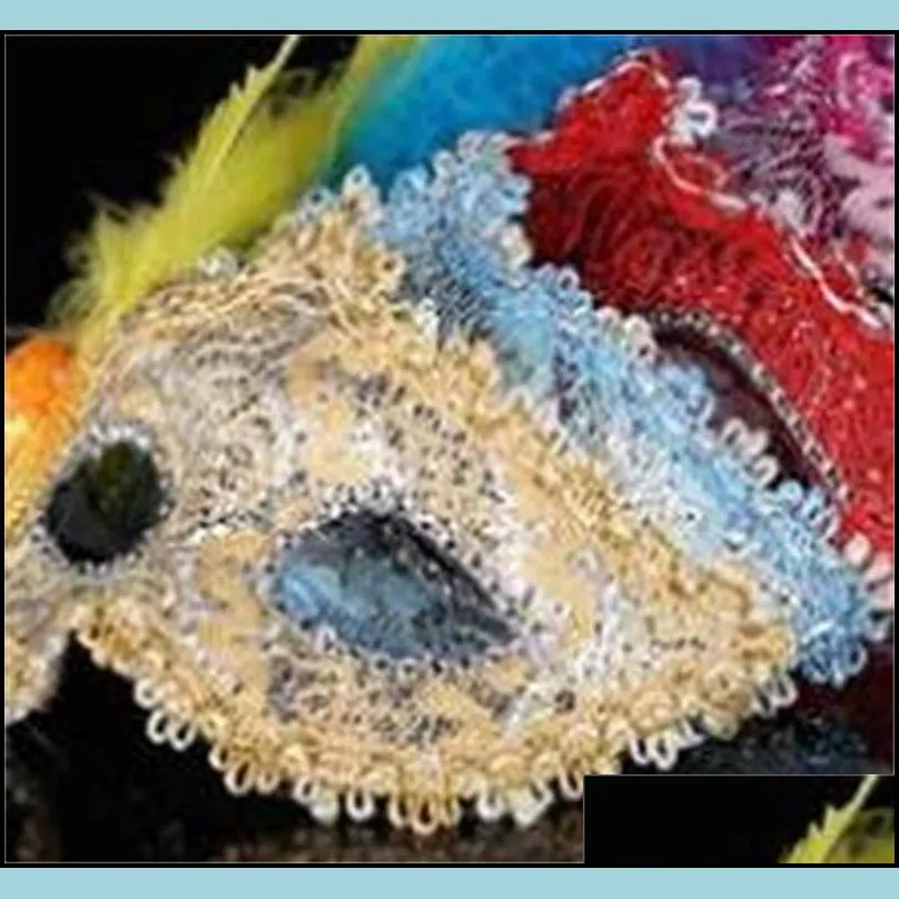 halloween masquerade costume mask ball princess lace feather fales half face maks for men and women 2 6hx ff