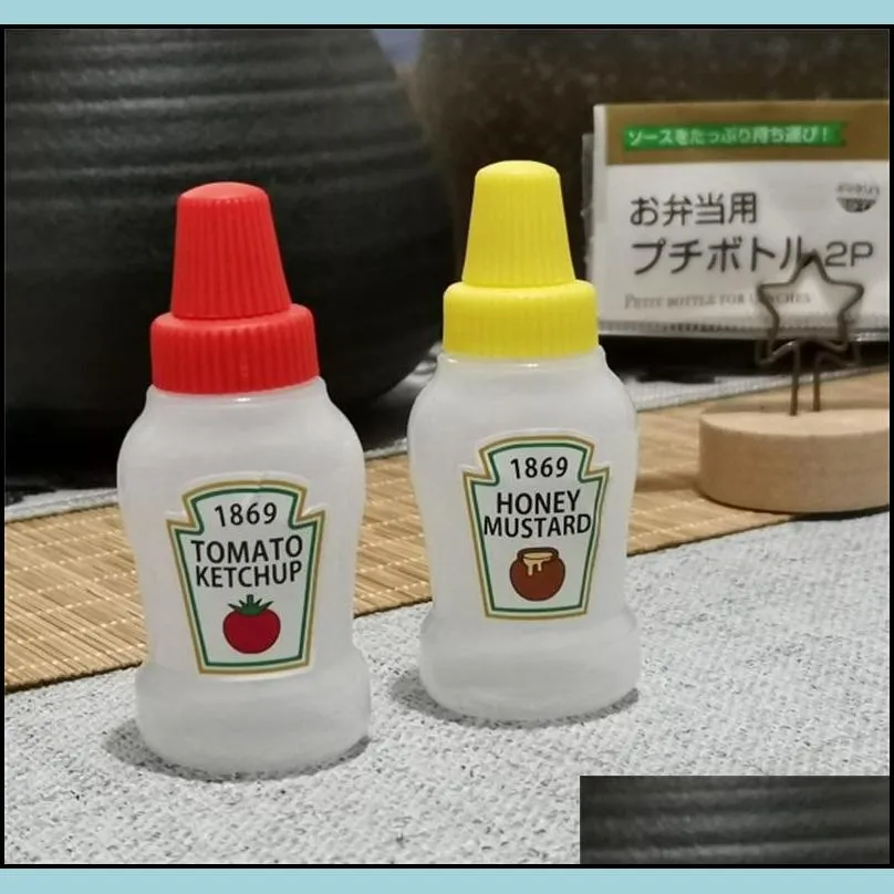 2pcs/set spice tools 25ml mini tomato ketchup bottle portable small sauce container salad dressing container pantry containers for bento box 20220420