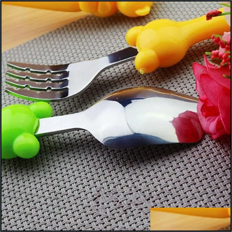 stainless steel spoons cute owl bear shape fork spoon tableware camping picnic dinnerware gift for kids 1 8dq ff