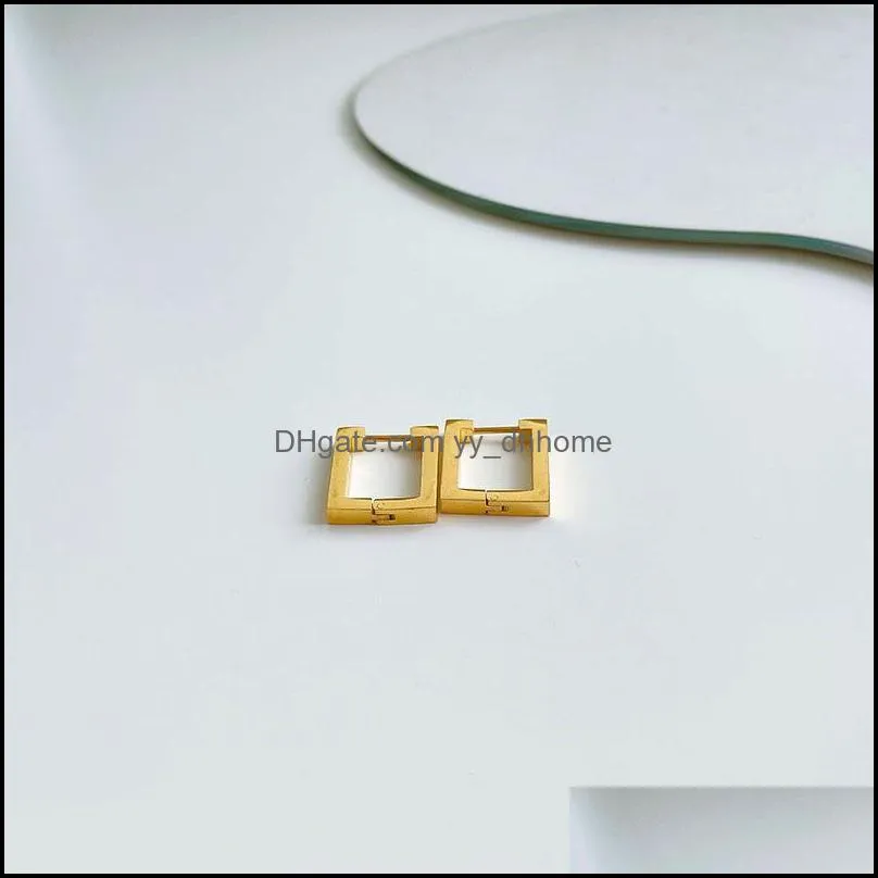 stud trendy gold plated stainless steel square earrings for women jewelry minimalist earings woman birthday gift ear accessories