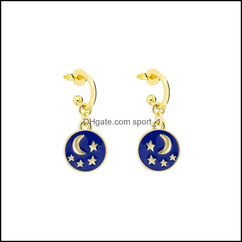 stud 925 sterling silver enamel piercing earring blue crystal love heart star earrings pendientes plata jewerly for women