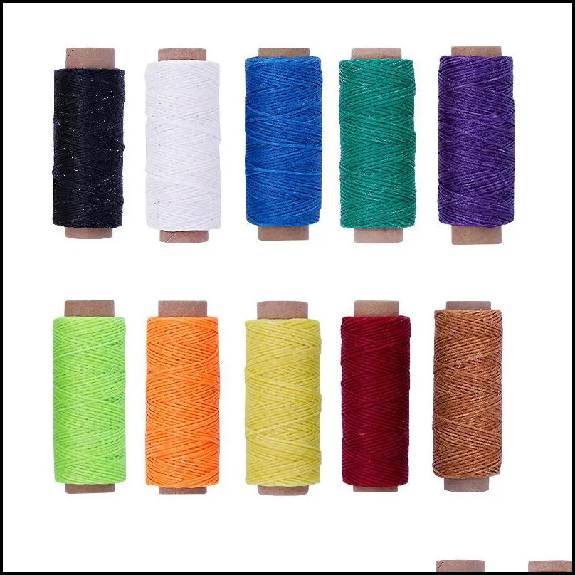 10pcs 50m 150d leather waxed thread cord for diy sewing tool hand stitching thread 50 meters flat line