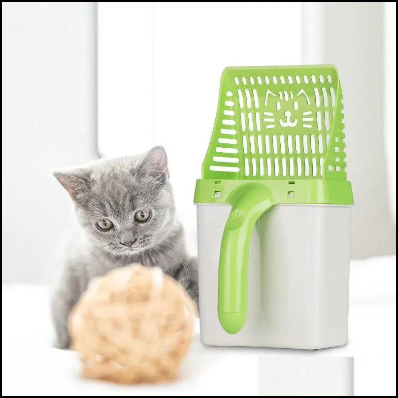 sturdy and durable cat litter pets poop processor child toy plastic hollowed out grid snap button design green 17xwc1