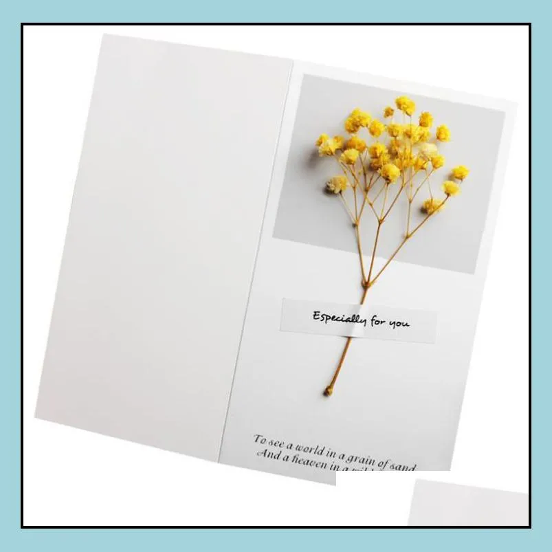 flowers greeting cards gypsophila dried flower handwritten blessing birthday gift card wedding invitations sn298