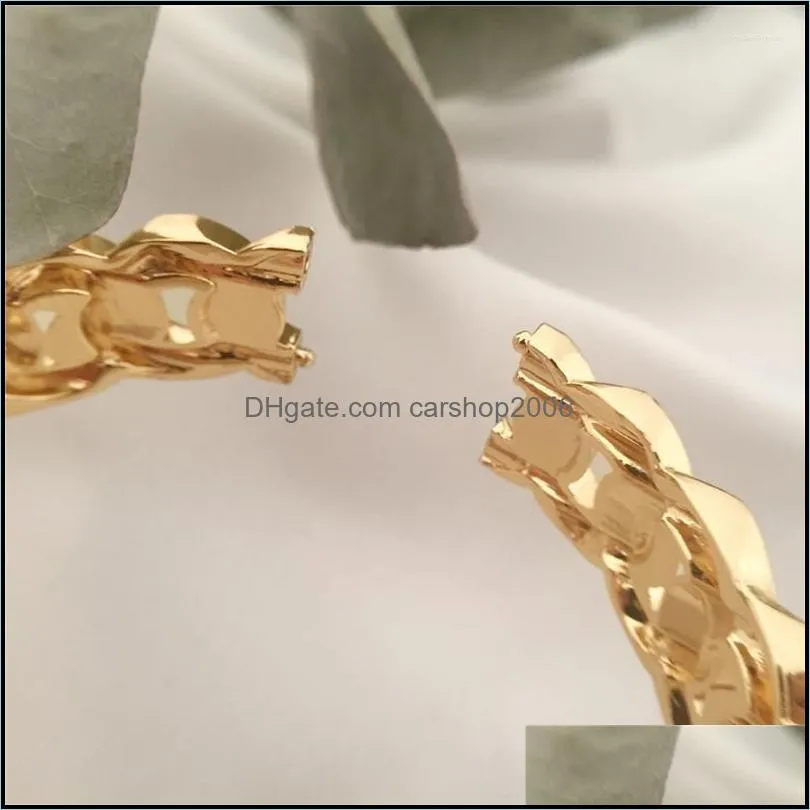 bangle bohemia gold color plating flat surface chain shape for women classic office lady unique chunky luxury punk jewelry