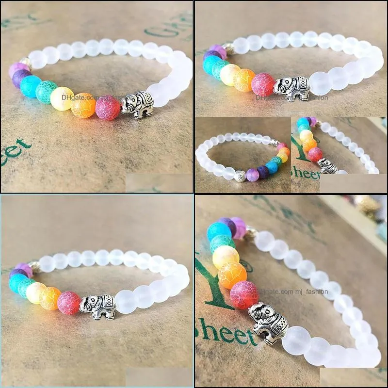 7 chakra elephant charm beaded bracelet mala bead yoga energy bracelet jewelry for men women