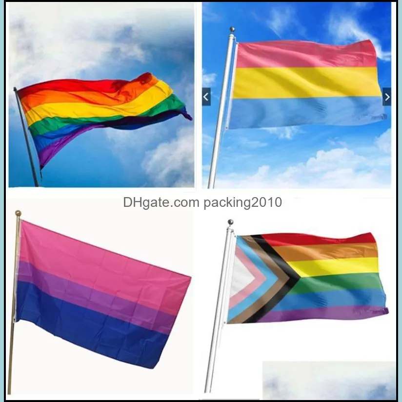 dhl rainbow flag banner 3x5ft 90x150cm gay pride flags polyester banners colorful lgbt lesbian parade decoration