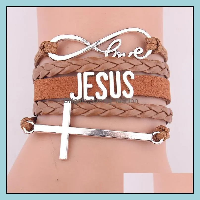 fashion leather christian infinity love wedding handmade cuff bracelet i love jesus bracelet jewelry men