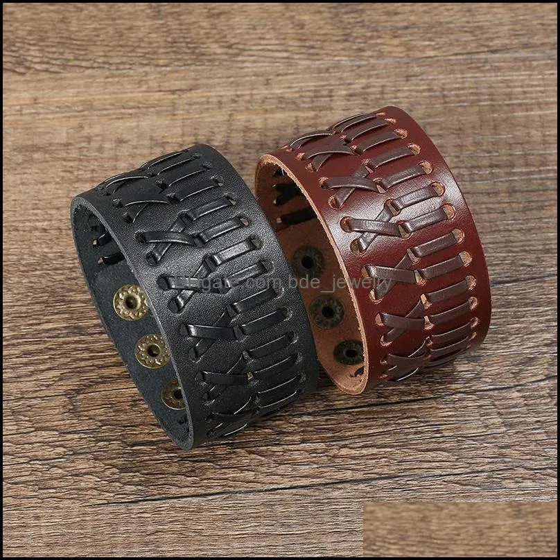 bangle jessingshow brown and black wide genuine  bracelet vintage punk women wrap wrist bracelets on hand jewelry