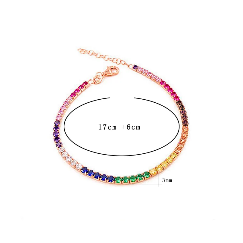 hot charm tennis cz zircon rainbow bracelet for women luxury multicolor crystal bracelet couple jewelry gifts 2021 bracelets