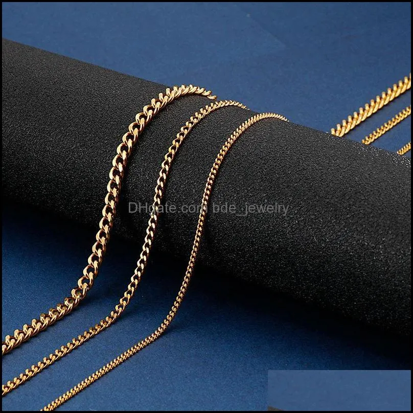 chains sanlan basic punk stainless steel necklace for men women curb cuban link chain chokers vintage black gold tone solid metal