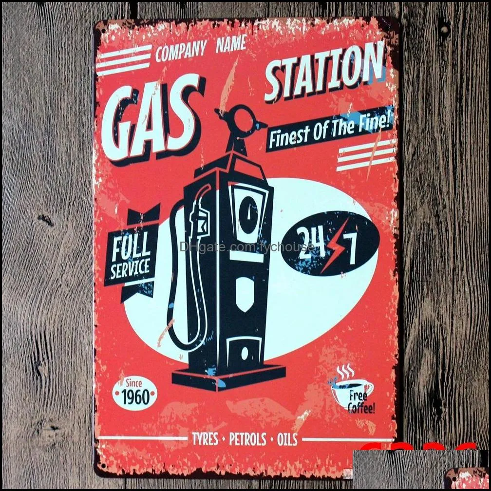 retro metal poster gasoline gas beer route 66 vintage craft tin sign home restaurant ktv bar signs wall art metal sticker bh2210 tqq