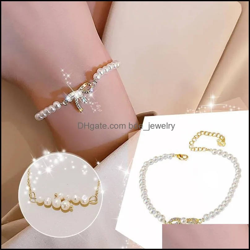 bangle necklace and earring sets for women casual white freshwater pearl womens bracelet bow knot forest series girlbangle