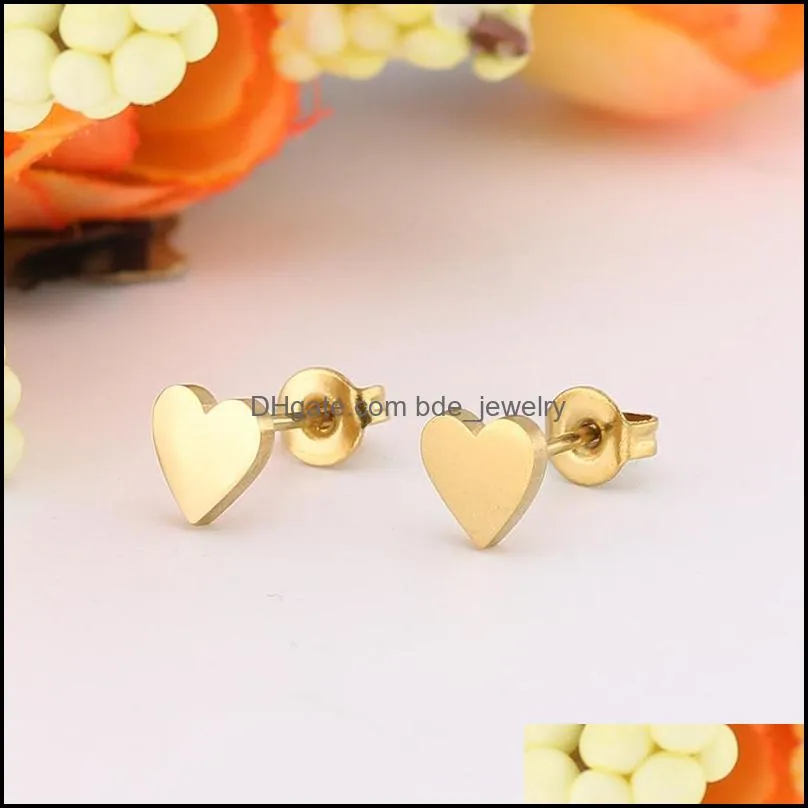 stud fengli lovely silver stainless steel heart earrings for women korean minimalist godl jewelry accessories